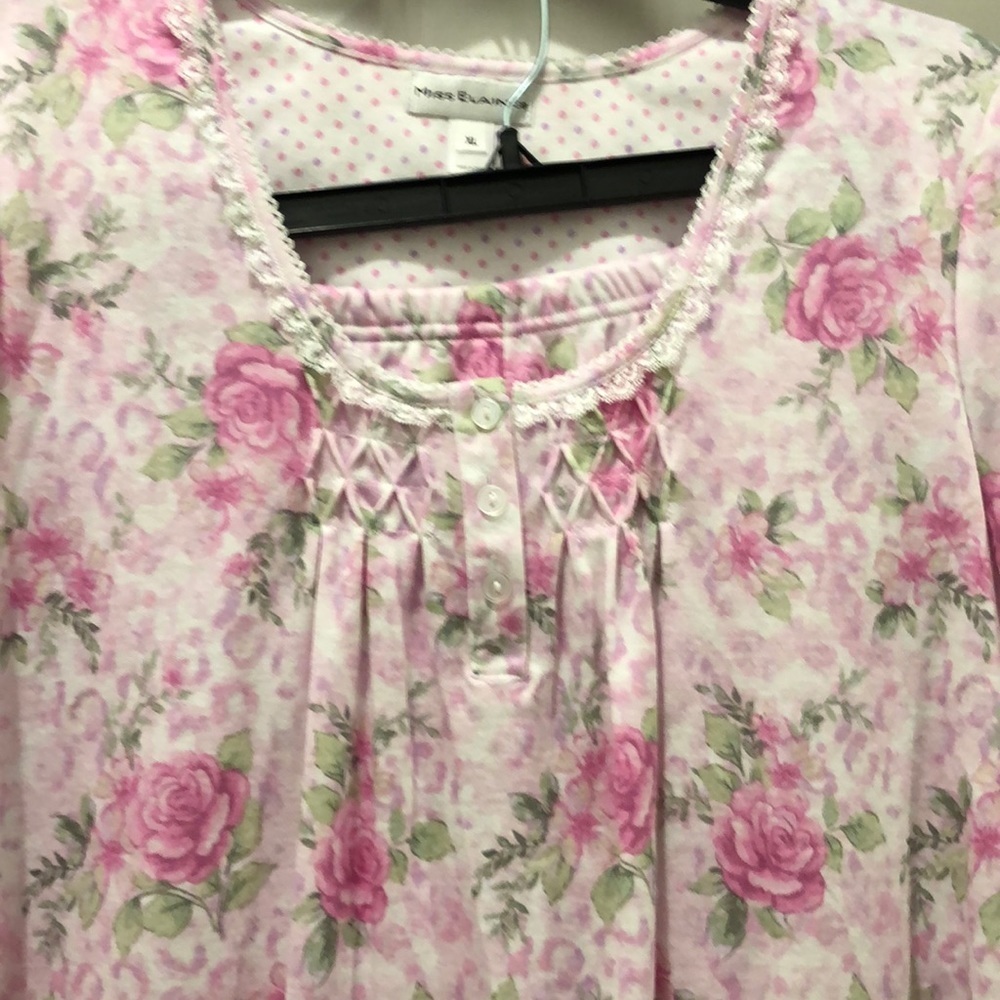 MISS ELAINE 2-pc PAJAMA SET in PINK ROSES 🌹 NWT sz L, XL